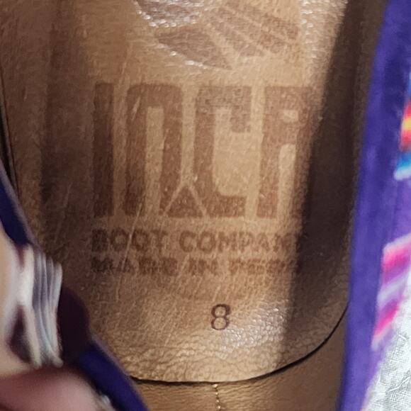 Fortress of Inca Peru Blue Striped Fabric Ballet Flats Size 8 - Picture 3 of 5